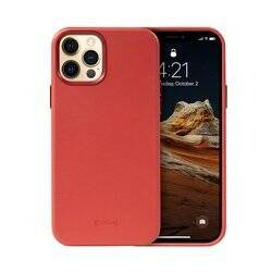 Crong Essential Cover - Etui ze skóry ekologicznej iPhone 12 Pro Max (czerwony) (CRG-ESS-IP1267-RED)