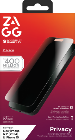 ZAGG InvisibleShield Glass Elite Privacy - szkło prywatyzujące do iPhone 15/16 (2 kierunki) (200114866)