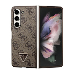 Guess Leather 4G Triangle Strass - Etui Samsung Z Fold 5 (brązowy) (GUHCZFD5P4TDPW)