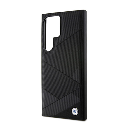 BMW Signature Leather Crossing Lines Pattern - Etui Samsung Galaxy S24 Ultra (czarny) (BMHCS24L23RCGPK)