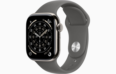 Apple Watch 11 42mm Koperta Tytan naturalny/Pasek szary S/M GPS Cellular (MF8M4MP/A)