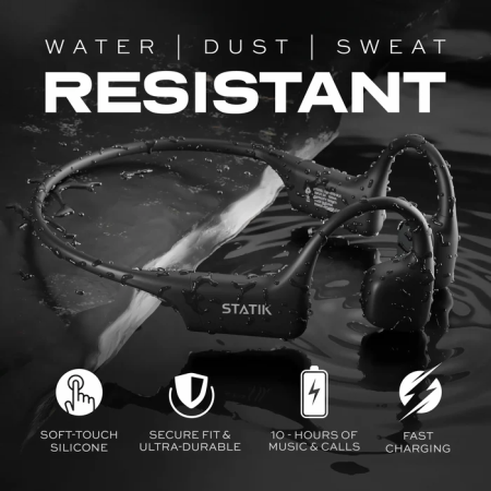 Statik Aktive Bone Conduction Headphones - bezprzewodowe słuchawki z przewodnictwem kostnym (black) (PUP-0710-BLK)