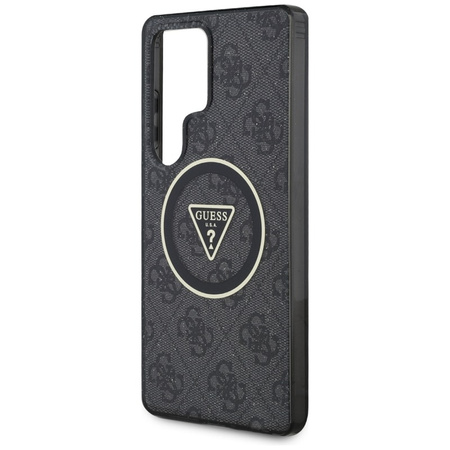 Guess 4G Glitter Triangle Buttons MagSafe - Etui do Samsung Galaxy S25 Ultra (czarny) (GUHMS25LHG4PRTGK)