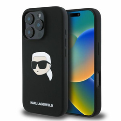 Karl Lagerfeld Silicone Karl Head Print MagSafe - Etui iPhone 16 Pro Max (czarny) (KLHMP16XSKHPPLK)