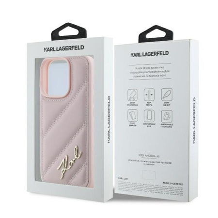 Karl Lagerfeld Quilted Signature - Etui iPhone 16 Pro (różowy) (KLHCP16LPQDSMGP)