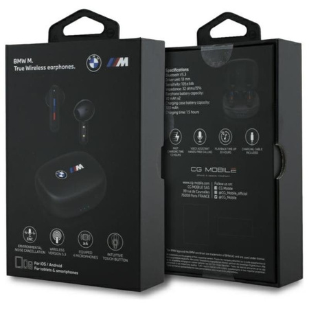 BMW Printed Logos - Słuchawki Bluetooth TWS ENC + etui ładujące (czarny) (BMBEMIATP20LOK)