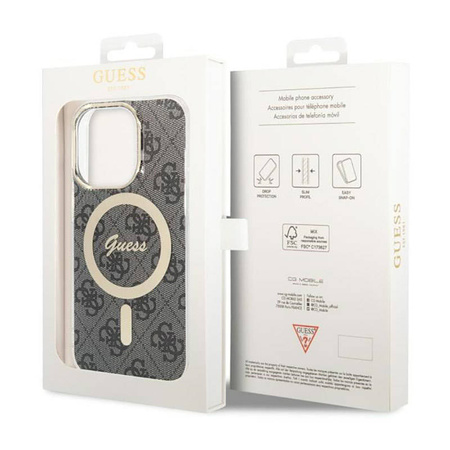 Guess 4G MagSafe - Etui iPhone 14 Pro (Czarny) (GUHMP14LH4STK)