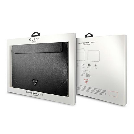 Guess Saffiano Triangle Logo Sleeve - Etui na notebooka 13" / 14" (czarny) (GUCS14PSATLK)