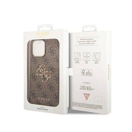 Guess 4G Big Metal Logo - Etui iPhone 15 Pro Max (brązowy) (GUHCP15X4GMGBR)
