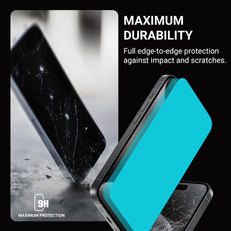 Crong Anti-Bacterial 3D Armour Glass - Szkło hartowane 9H Full Glue do iPhone 16 Pro + ramka instalacyjna (CRGAB3DAGIP1663P)