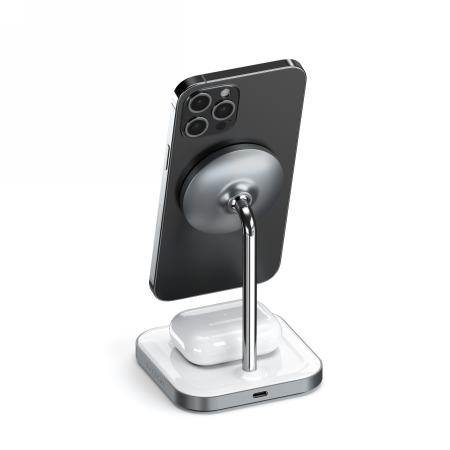Satechi Magnetic 2in1 - stojąca ładowarka magnetyczna do dwóch urządzeń kompatybilna z ładowaniem MagSafe (gwiezdna szarość) (ST-WMCS2M)
