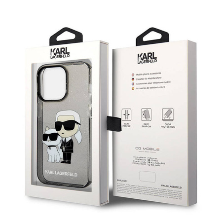 Karl Lagerfeld IML Glitter NFT Karl & Choupette - Etui iPhone 14 Pro Max (czarny) (KLHCP14XHNKCTGK)