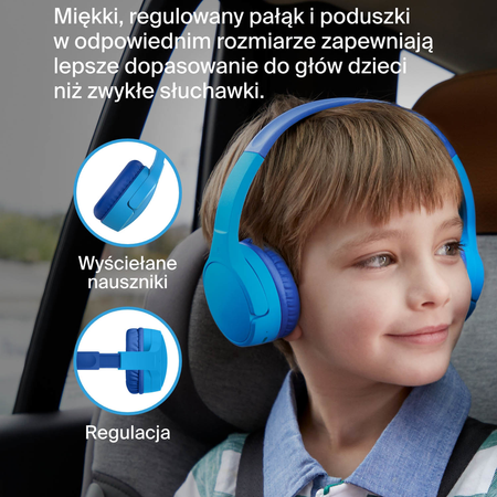Belkin Bezprzewodowe słuchawki nauszne dla dzieci, niebieskie (AUD002BTBLV3)