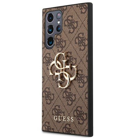 Guess 4G Big Metal Logo - Etui Samsung Galaxy S22 Ultra (brązowy) (GUHCS22L4GMGBR)