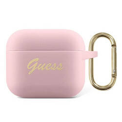 Guess Silicone Vintage Script - Etui Airpods 3 (różowy) (GUA3SSSI)