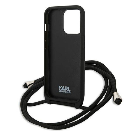 Karl Lagerfeld Monogram Leather Patch and Cord Iconik - Etui iPhone 13 Pro (KLHCP13LCMNIPK)