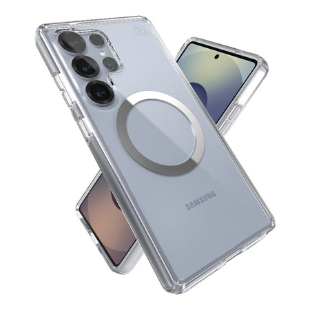 Speck Presidio Perfect-Clear Magnet - Etui Samsung Galaxy S25 Ultra MagSafe (Clear / Chrome Finish / Serene Silver) (150897-3199)