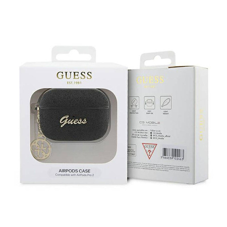 Guess 4G Glitter Flake - Etui AirPods Pro 2 (czarny) (GUAP2GLGSHK)