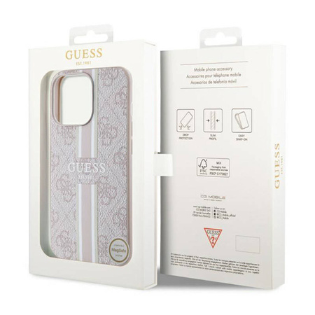 Guess 4G Printed Stripes MagSafe - Etui iPhone 13 Pro (Różowy) (GUHMP13LP4RPSP)