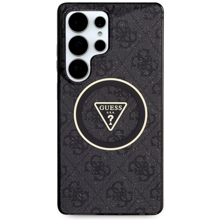 Guess 4G Glitter Triangle Buttons MagSafe - Etui do Samsung Galaxy S25 Ultra (czarny) (GUHMS25LHG4PRTGK)
