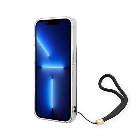 Guess 4G Print Cord - Etui ze smyczką iPhone 14 Pro Max (czarny) (GUOHCP14XH4STK)