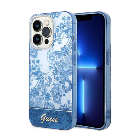 Guess Porcelain Collection - Etui iPhone 14 Pro Max (niebieski) (GUHCP14XHGPLHB)