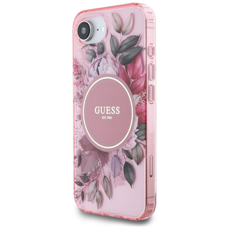 Guess IML Flowers MagSafe - Etui do iPhone 16e (różowy) (GUHMPSE4HFWBRCEP)