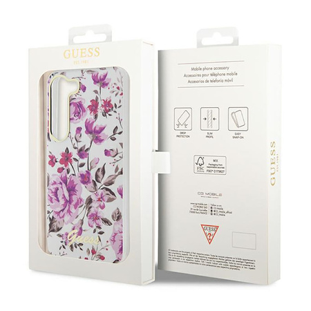 Guess Flower Collection - Etui Samsung Galaxy S23 (biały) (GUHCS23SHCFWST)