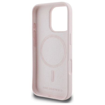Karl Lagerfeld Silicone Double Heads Print MagSafe - Etui iPhone 16 Pro Max (różowy) (KLHMP16XSKCHPPLP)