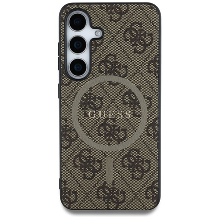 Guess Leather 4G Colored Ring Classic Logo MagSafe - Etui do Samsung Galaxy S25 (brązowy) (GUHMS25SG4GFRW)