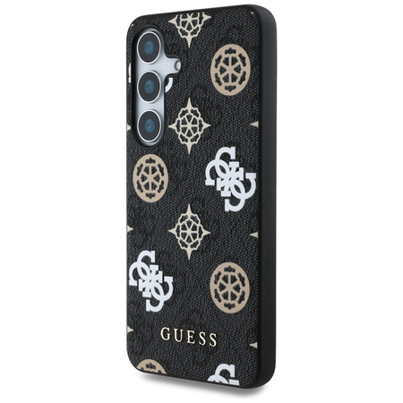 Guess 4G Printed Colored Peony Pattern MagSafe - Etui do Samsung Galaxy S25 (czarny) (GUHMS25SP4PWPK)