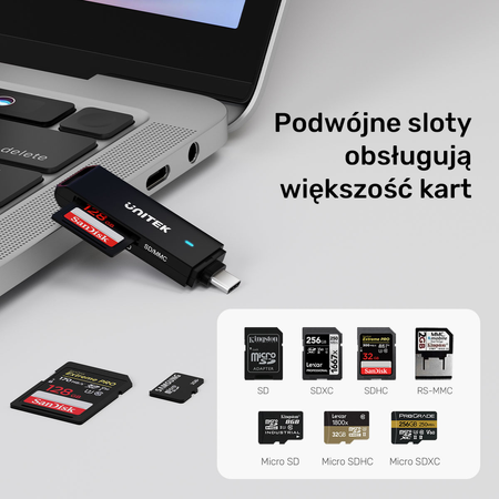 Unitek Czytnik kart SD i microSD USB-C (Y-9328)