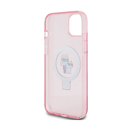 Karl Lagerfeld Ring Stand Karl & Choupette MagSafe - Etui iPhone 15 Plus (różowy) (KLHMP15MHMRSKCP)