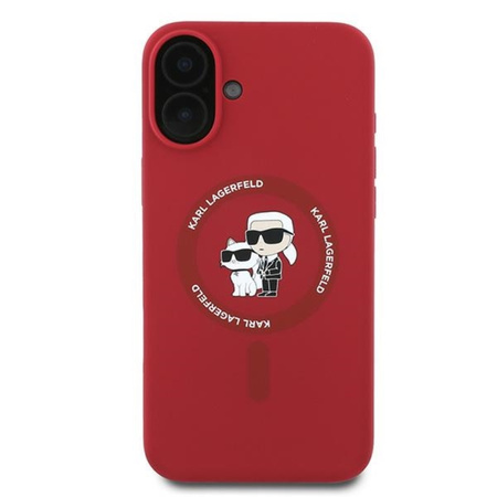 Karl Lagerfeld Silicone Karl & Choupette Ring MagSafe - Etui iPhone 16 Plus (czerwony) (KLHMP16MSCMKCRHR)