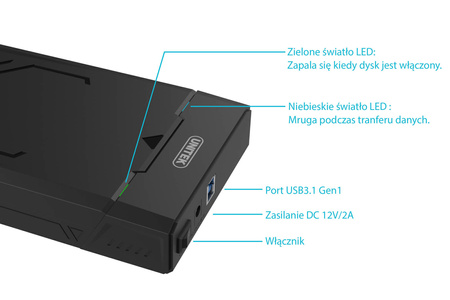 Unitek obudowa USB 3.1 do HDD 2,5", 3,5" SATA UASP (Y-3035)