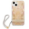 Guess Flower Cord - Etui ze smyczką iPhone 13 mini (Gold) (GUHCP13SHFLSD)