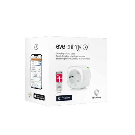Eve Energy Matter - inteligentne gniazdo elektryczne z funkcją pomiaru zużycia energii (kompatybilność: Apple Home, Samsung SmartThings, Alexa, Google Home, Home Assistant) (10EBO8351)