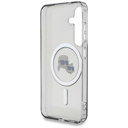 Karl Lagerfeld Button Karl & Choupette Heads Printed Logo MagSafe - Etui Samsung Galaxy S25 (czarny) (KLHMS25SHLSKCK)