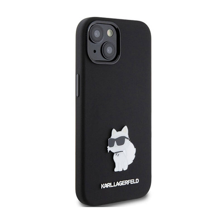 Karl Lagerfeld Silicone Choupette Metal Pin - Etui iPhone 15 Plus (czarny) (KLHCP15MSMHCNPK)