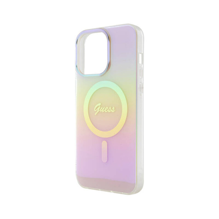 Guess IML Iridescent MagSafe - Etui iPhone 15 Pro (różowy) (GUHMP15LHITSP)