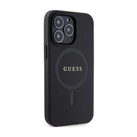 Guess Saffiano MagSafe - Etui iPhone 13 Pro (czarny) (GUHMP13LPSAHMCK)
