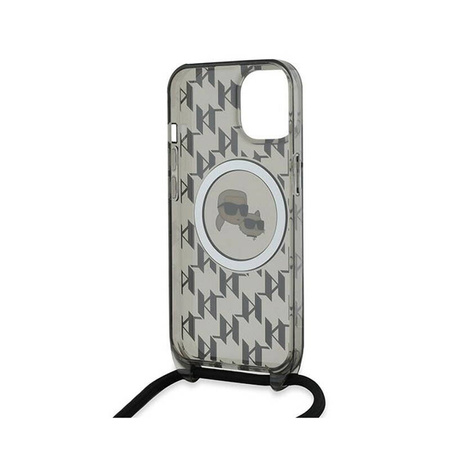 Karl Lagerfeld IML Crossbody Monogram Karl & Choupette Head MagSafe - Etui iPhone 15 / 14 / 13 (czarny) (KLHMP15SHCKCKLCK)