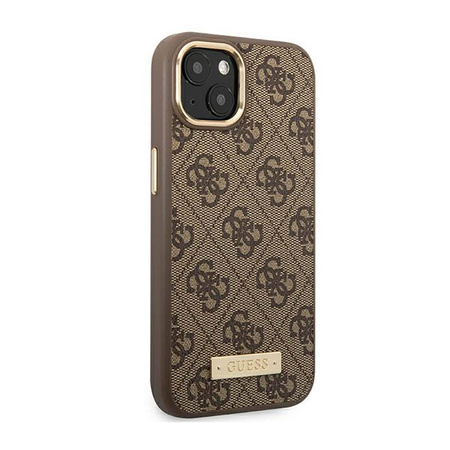 Guess 4G Logo Plate MagSafe - Etui iPhone 14 Plus (brązowy) (GUHMP14MU4GPRW)