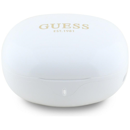 Guess Flat Classic Logo Electroplated - Słuchawki TWS + etui ładujące (biały) (GUTWST7FCEEH)
