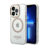 Guess Metal Outline Magsafe - Etui iPhone 14 Pro (przezroczysty / złoty) (GUHMP14LHTRMD)