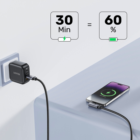 Unitek Kabel USB-C kątowy 90° PD100W 3m - czarny (C14123BK-3M)