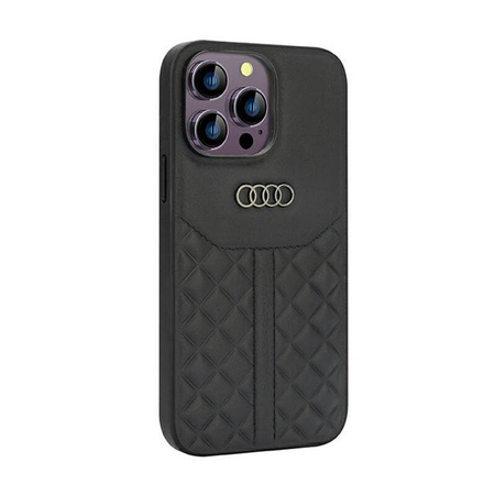 Audi Genuine Leather - Etui iPhone 14 Pro Max (Czarny) (AU-TPUPCIP14PM-Q8/D1-BK)
