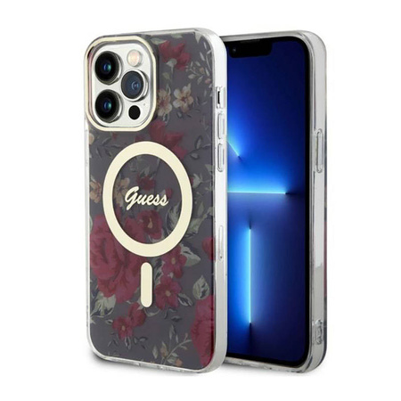 Guess Flower MagSafe - Etui iPhone 14 Pro Max (Zielony) (GUHMP14XHCFWSA)