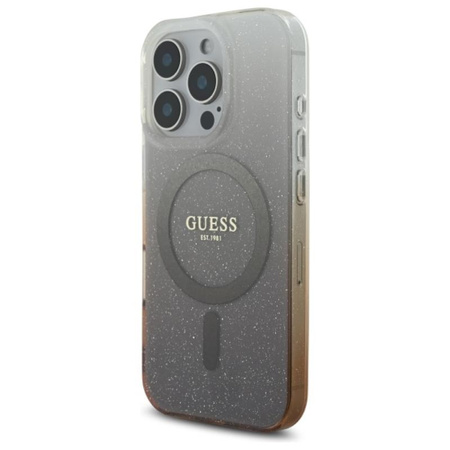 Guess IML Glitter Gradient MagSafe - Etui iPhone 16 Pro (brązowy) (GUHMP16LHGRCELW)