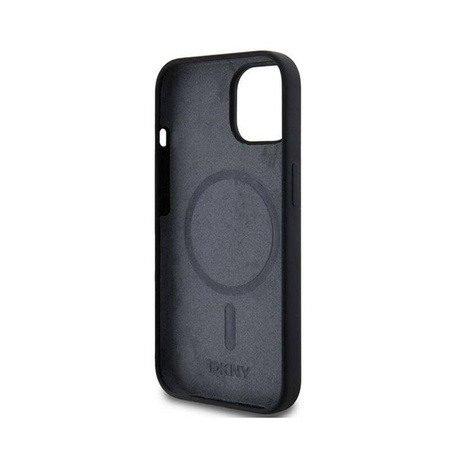 DKNY Liquid Silicone White Printed Logo MagSafe - Etui iPhone 15 Plus / 14 Plus (czarny) (DKHMP15MSNYACH)